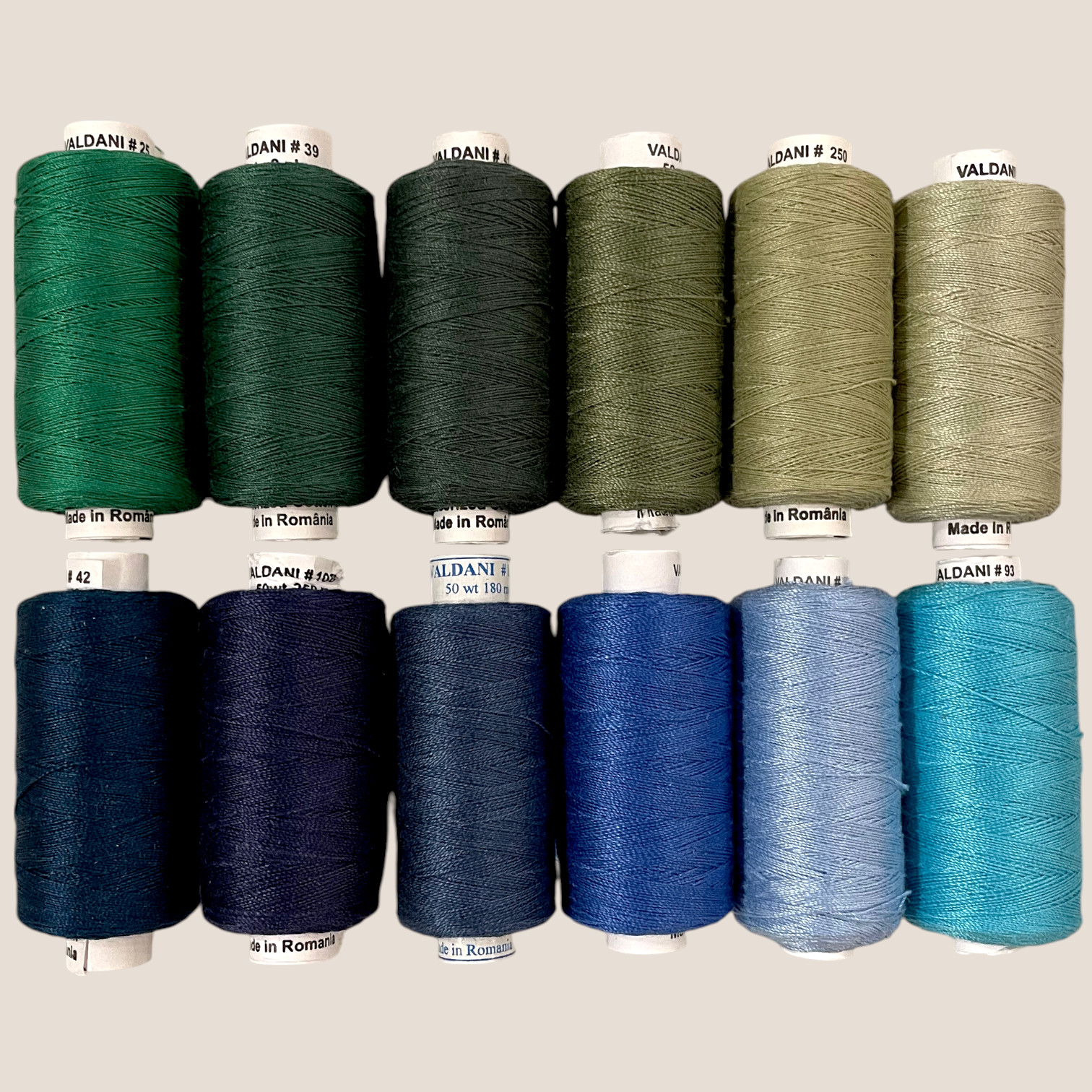 Dusty Blue, Spruce Green, Olive Green, Juniper